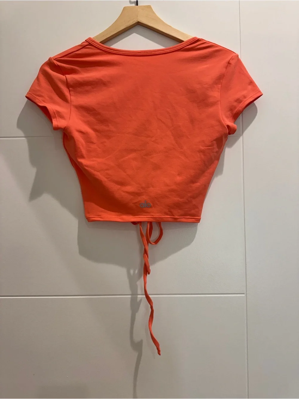 ALO Yoga Coral Wrap Crop Top with Front Keyhole